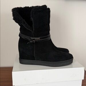 Coach Norell  black  suede platform Boots Shearling sz.39